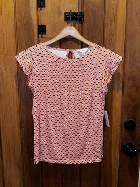 Liz Claiborne Pink Printed Flutter Sleeve Women's Top